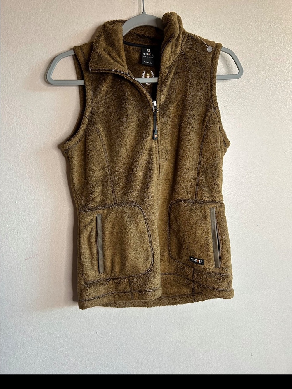 Kerrits Vest Womens Small Super Soft Fleece Full Zip Tan Utility Pockets